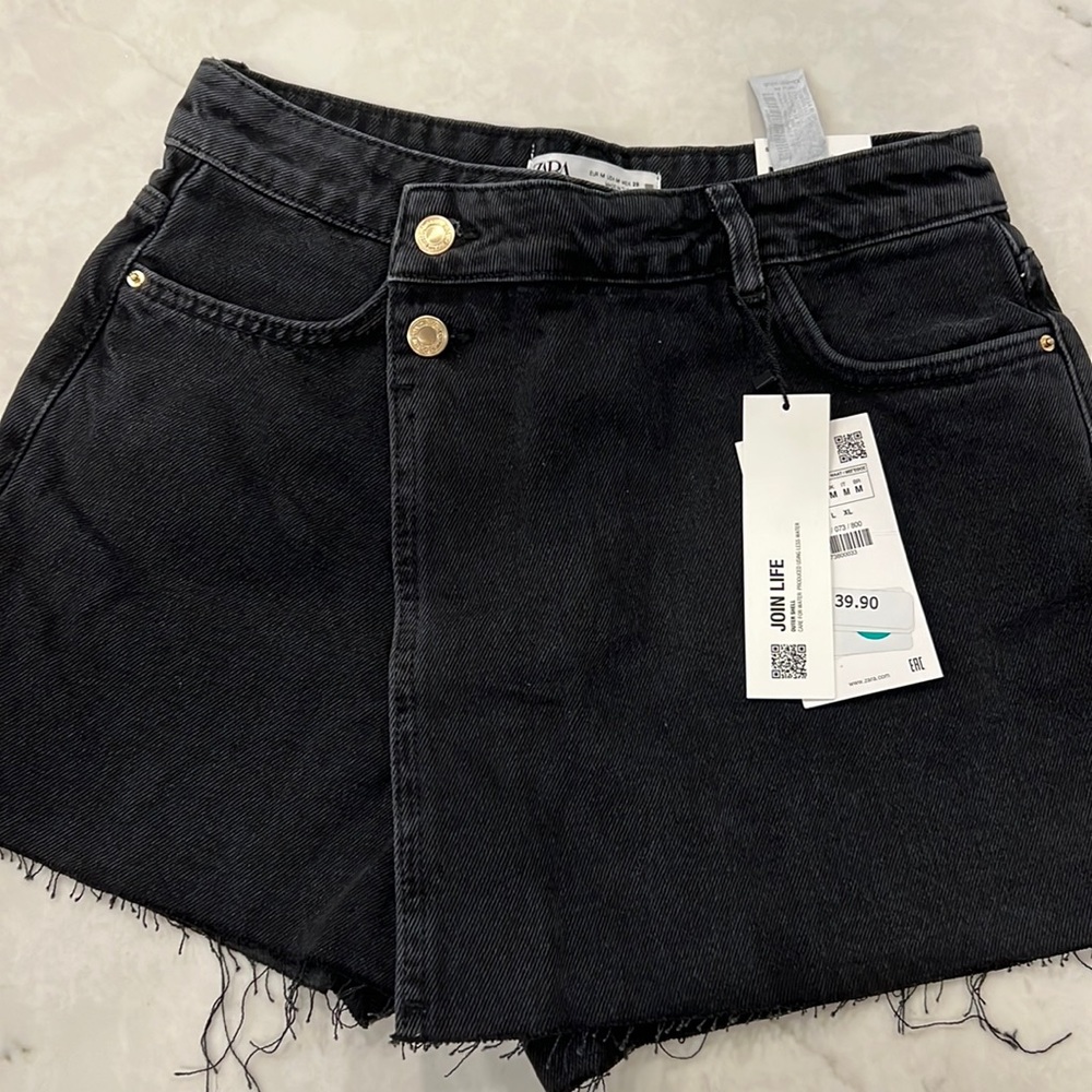 NWT Zara Black Jean Skort